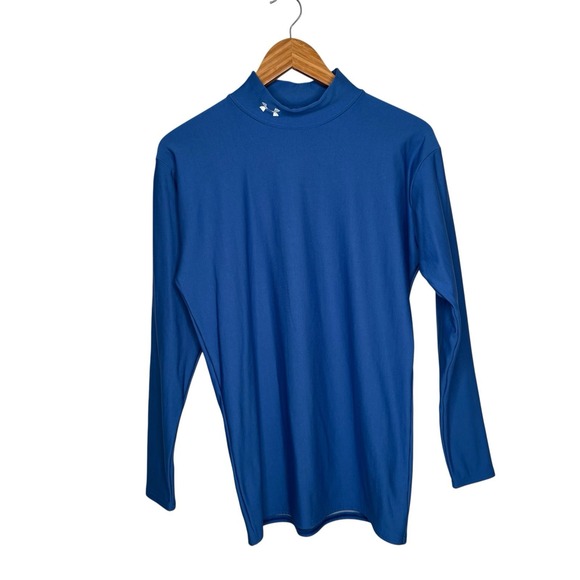 Under Armour Mens Shirt XL Blue Mock Neck Coldgear Compression Long Sleeve - Picture 1 of 10